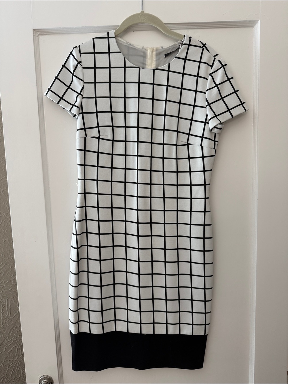 Hugo Boss White Dress with Black Windowpane Grid